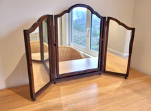 Load image into Gallery viewer, Antique Edwardian Mahogany Triple Mirror