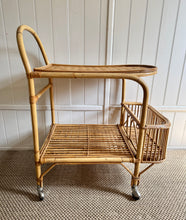 Load image into Gallery viewer, Vintage Bamboo and Rattan Drinks Trolley
