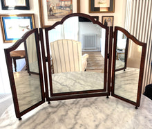 Load image into Gallery viewer, Antique Edwardian Mahogany Triple Mirror