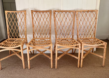 Load image into Gallery viewer, A Stunning Set of Four Vintage Bamboo & Rattan Chairs