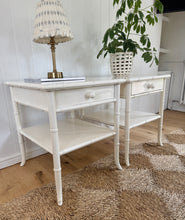 Load image into Gallery viewer, A Pair of Beautiful Vintage Faux Bamboo Bedside Tables