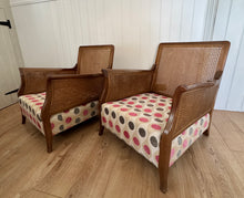 Load image into Gallery viewer, A Pair of Vintage French Provincial Cane Back Armchairs