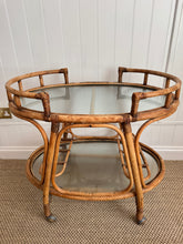 Load image into Gallery viewer, Vintage 1970s Bamboo & Rattan Drinks Trolley in the Style of Angraves