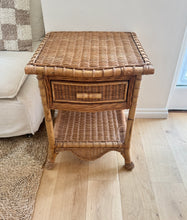 Load image into Gallery viewer, A vintage wicker scalloped bedside
