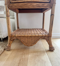 Load image into Gallery viewer, A vintage wicker scalloped bedside
