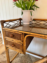 Load image into Gallery viewer, Vintage Angraves Style Bamboo and Rattan Desk and stool
