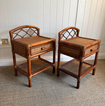 Load image into Gallery viewer, Vintage rattan and bamboo side tables
