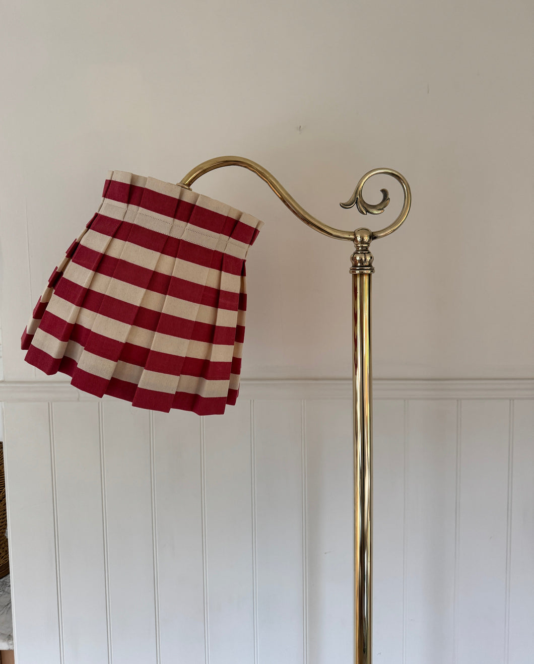 An Antique Solid Brass Swan Neck Floor Lamp