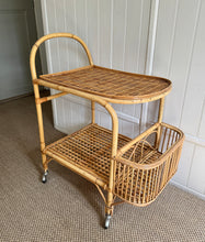 Load image into Gallery viewer, Vintage Bamboo and Rattan Drinks Trolley
