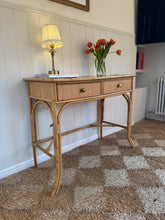 Load image into Gallery viewer, Lovely vintage wicker and bamboo desk
