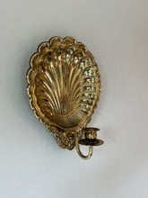 Load image into Gallery viewer, Pair of Vintage Brass Shell Candle Wall Sconces
