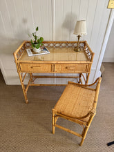 Load image into Gallery viewer, Vintage Bamboo &amp; Rattan Dressing Table with Matching Chair &amp; Glass Top
