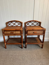 Load image into Gallery viewer, Vintage rattan and bamboo side tables
