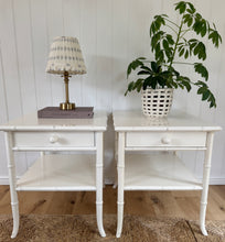 Load image into Gallery viewer, A Pair of Beautiful Vintage Faux Bamboo Bedside Tables
