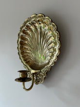 Load image into Gallery viewer, Pair of Vintage Brass Shell Candle Wall Sconces
