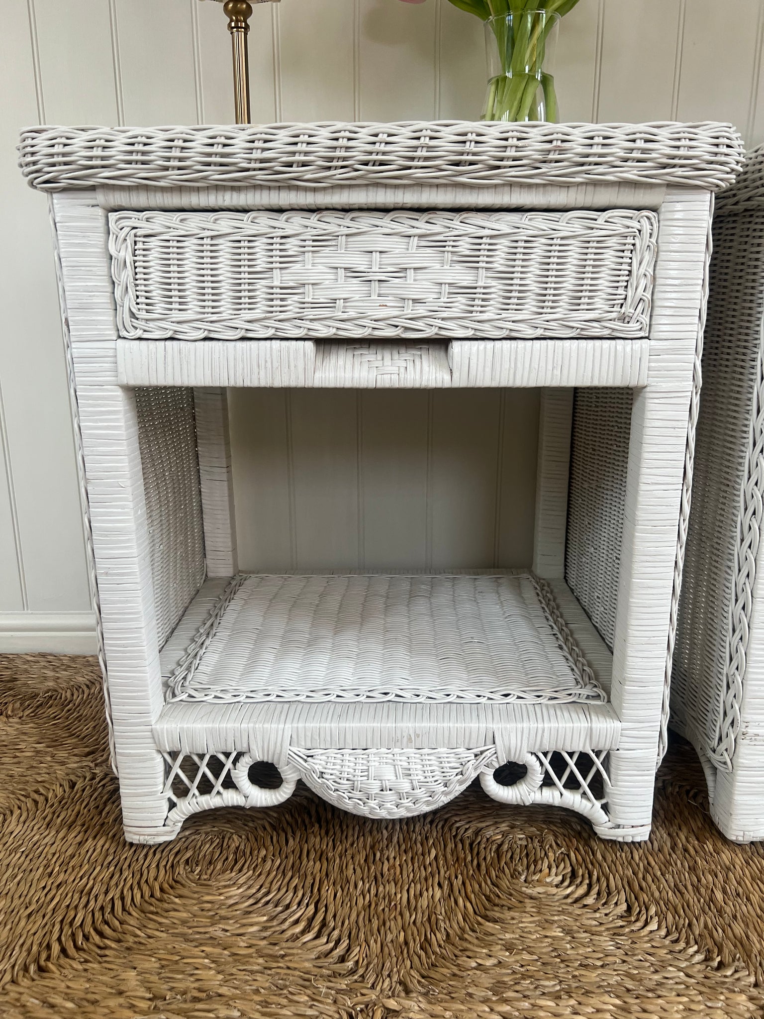 Vintage Rattan Bedside Tables Bobbin Villa