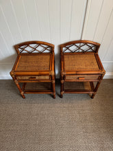 Load image into Gallery viewer, Vintage rattan and bamboo side tables
