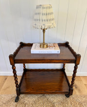 Load image into Gallery viewer, Vintage Oak Bobbin-Turned Drinks Trolley / Side Table
