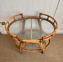 Load image into Gallery viewer, Vintage 1970s Bamboo &amp; Rattan Drinks Trolley in the Style of Angraves
