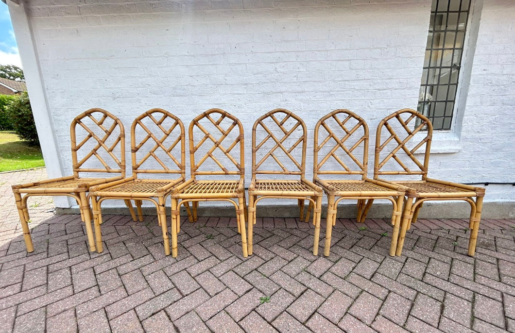 Six vintage faux bamboo ‘Angraves style’ dining chairs