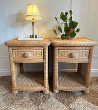 Load image into Gallery viewer, Pair of vintage rattan bedsides
