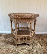 Load image into Gallery viewer, Vintage Rattan Scalloped Hexagonal Coffee/Side Table
