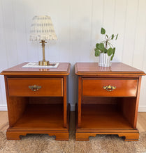 Load image into Gallery viewer, Pair of Vintage Wood Bedside Tables / Nightstands
