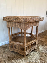 Load image into Gallery viewer, Vintage Rattan Scalloped Hexagonal Coffee/Side Table
