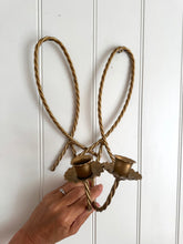 Load image into Gallery viewer, A pairs of vintage brass rope, scalloped edge wall sconces
