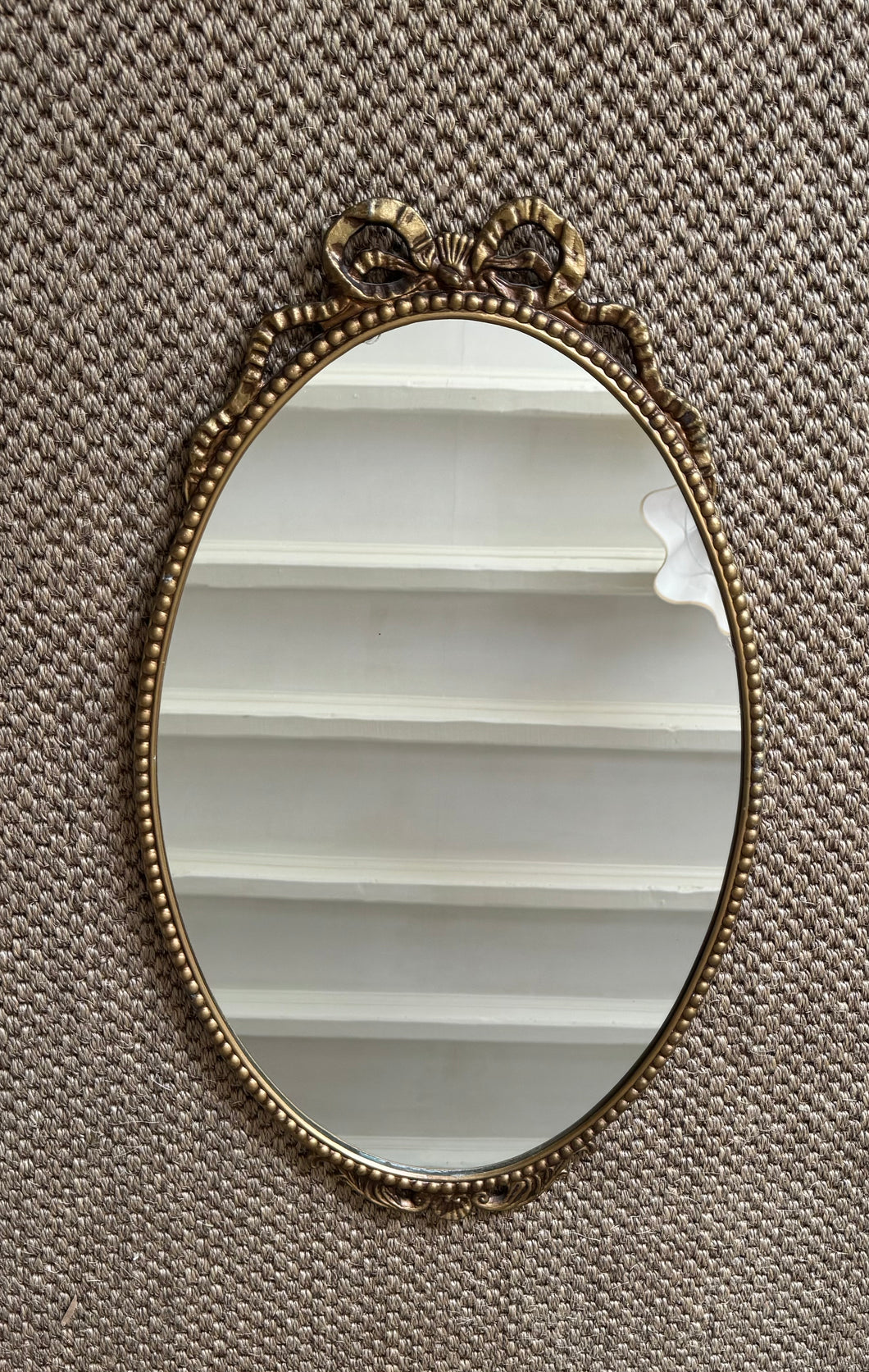 Vintage bobbin beaded bow mirror