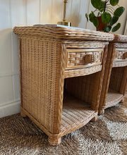 Load image into Gallery viewer, Pair of vintage rattan bedsides
