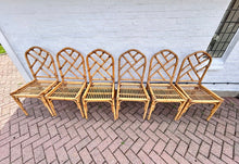 Load image into Gallery viewer, Six vintage faux bamboo ‘Angraves style’ dining chairs
