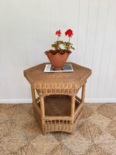 Load image into Gallery viewer, Vintage Rattan Two Tier Side Table
