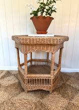 Load image into Gallery viewer, Vintage Rattan Scalloped Hexagonal Coffee/Side Table
