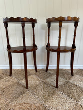 Load image into Gallery viewer, Lovely mahogany, scalloped,  etagere tiered side tables
