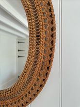 Load image into Gallery viewer, Vintage plaited rattan wall mirror.
